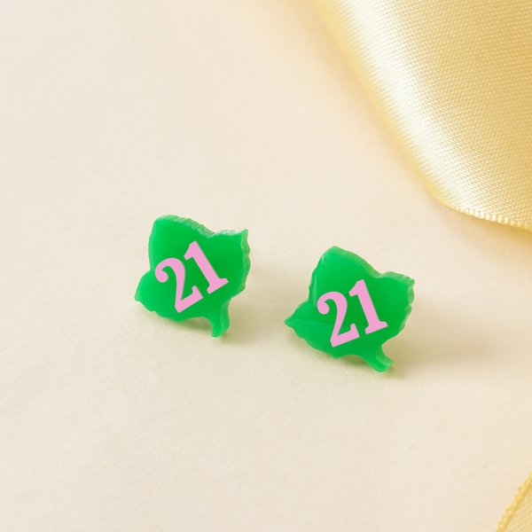 Personalized Ivy Leaf Earrings Sorority Jewelry with Number Recruitment Greek Week Meeting Gift for Sorors