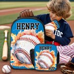 Gepersonaliseerde Watercolor Voetbal Rugby Rugzak Lunch Tas Pencil Case Set met Naam Nummer Terug naar School Team Training Day Verjaardagscadeau voor Jongens Meisjes