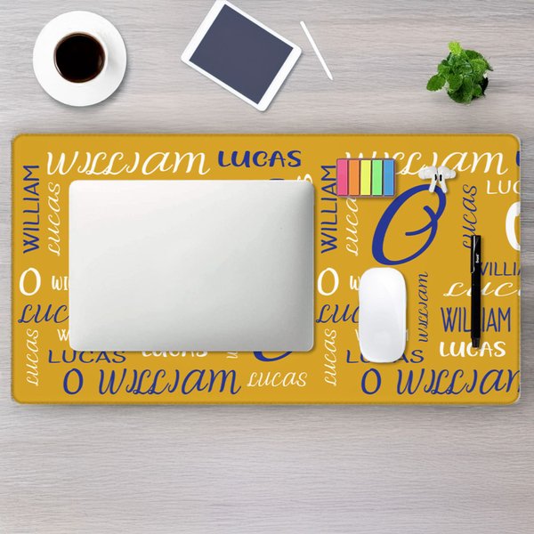 Tapis de souris multicolore antidérapant personnalisé avec nom et initiale Accessoire de bureau Cadeau d'anniversaire pour étudiants Collègues Amis