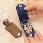 Porte-clés en Cuir Personnalisé avec Photo Ttire et Texte Gravés Cadeau Anniversaire Fête des Mères Pères pour Famille Amis Amoureux Professeur