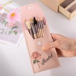 Bolso de maquillaje personalizado con flores de nacimiento en acuarela y 8 brochas de maquillaje regalo de cumpleaños y boda para ella