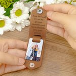 Porte-clés en Cuir Personnalisé avec Photo Ttire et Texte Gravés Cadeau Anniversaire Fête des Mères Pères pour Famille Amis Amoureux Professeur