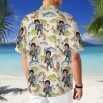 Personligt fisketema Ansiktsfoto Andningsaktiv Hawaiiskjorta för män Sommarsemester Födelsedag Julklapp för fiskeentusiaster