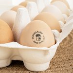 Personalized Multiple Sizes Chicken Silhouette Egg Stamp Farm Egg Safe Label with Text and Box Food-Grade Ink Birthday Gift for Family Farmer Breeder