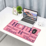Alfombrilla de escritorio antideslizante personalizada multicolor de gran tamaño Alfombrilla de ratón con nombre e inicial Accesorio de oficina Regalo de cumpleaños para estudiantes Colegas Amigos