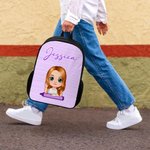Personalised Colourful Vertical Stripe Cartoon Character Backpack Lunch Bag Pencil Case Set with Name Back to School Gift for Kids Teenagers Students