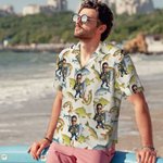 Personligt fisketema Ansiktsfoto Andningsaktiv Hawaiiskjorta för män Sommarsemester Födelsedag Julklapp för fiskeentusiaster