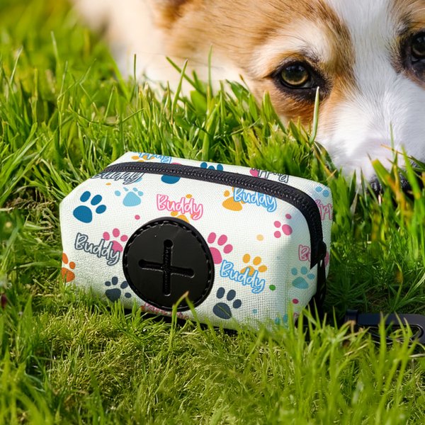 Personalized Color Cute Paw Print Dog Poop Storage Bag with Name Pet Supplies Birthday Gift for Dog Owners