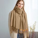 Écharpe Super Douce Personnalisée avec 1-3 Photos et Nom d'Animaux de Compagnie Brodées Accessoire de Mode Cadeau Anniversaire pour Femme Homme