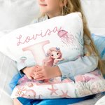 Personligt drömsjöjungfru kuddfodral med initialer och namn hemdekoration födelsedag och babyshowerpresent perfekt för barn
