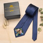 Personlig Stripe Photo Patch Slips med namn och presentförpackning Accessoar för män Bröllopsjubileum Affärsgåva för make pappa