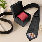 Personlig Stripe Photo Patch Slips med namn och presentförpackning Accessoar för män Bröllopsjubileum Affärsgåva för make pappa
