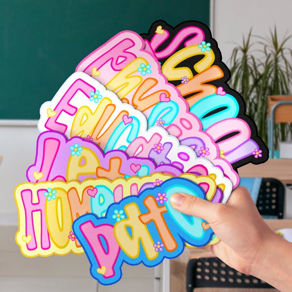 Personalized Flower Heart Bright Colored Letter Whiteboard Magnet with Text Daily Teaching Tool Back to School Gift for Teachers