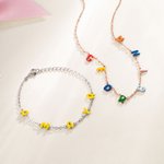 Personalisierte bunte Emaille Blase Brief Armband Halskette mit Namen zierlichen Schmuck Jahrestag Geburtstag Geschenk für Frauen