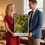 Personalised Turn Photo into Sunflower Oil Paintings Effect Poster Oil Canvas Painting Keepsake Anniversary Birthday Gift for Family Friend