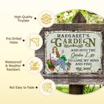 Personalized Retro Garden Cartoon Character Metal Sign with Name Garden Decor Housewarming Birthday Gift for Grandma Mom Gardening Lover