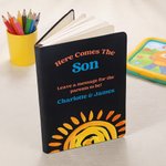Personalized Here Comes the Son Multicolour PU Leather Guest Book with Names and 80 Lined Pages  Baby Shower Gift for New Parent