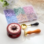 Personligt stämpelset för vaxförsegling med vintagemönster och handtag Vaxpärlor Vaxvärmare Sked och låda Festbröllopsgåva till brudgum som älskar hantverk