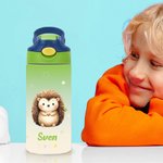 Personligt tecknade djur vattenflaska för barn 355 ml med handtag och sugrör perfekt födelsedagspresent för barn