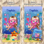 Personalisiertes 3D-Taucher Meerestier Strandtuch mit Namen Weich Schnelltrocknend Sommer Reisezubehör Geburtstag Geschenk für Kinder Familie Freunde