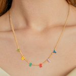 Personalisierte bunte Emaille Blase Brief Armband Halskette mit Namen zierlichen Schmuck Jahrestag Geburtstag Geschenk für Frauen