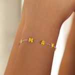 Personalisierte bunte Emaille Blase Brief Armband Halskette mit Namen zierlichen Schmuck Jahrestag Geburtstag Geschenk für Frauen