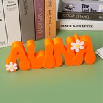Placa personalizada con nombre para escritorio impresa en 3D multicolor con margarita Decoración de oficina Regalo de agradecimiento de cumpleaños para profesores