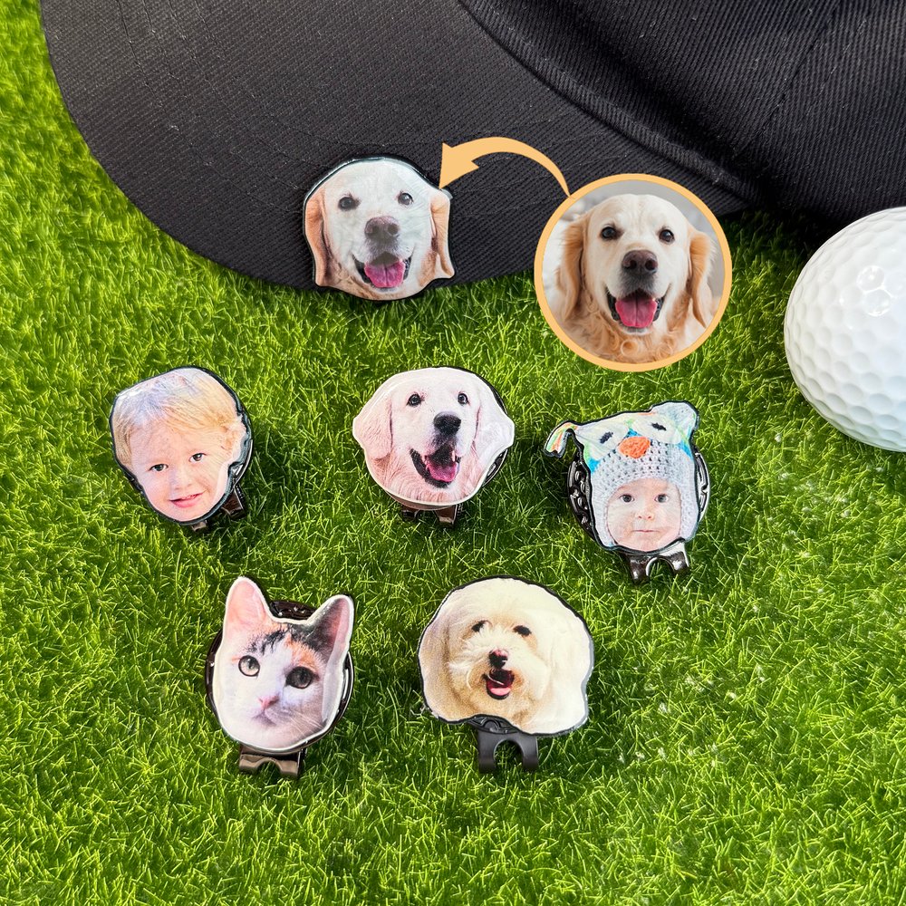 Henkilökohtainen valokuva Golf Ball Marker magneettisella hattuklipsillä, jossa on nimi Syntymäpäivä Isänpäivä Lahja Golf Loverille 1