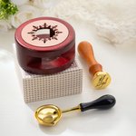 Personligt stämpelset för vaxförsegling med vintagemönster och handtag Vaxpärlor Vaxvärmare Sked och låda Festbröllopsgåva till brudgum som älskar hantverk