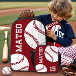 Personalised Multicolour Ball Sports Backpack Lunch Bag Pencil Case Set with Name and Number Team Training Back to School Gift for Kids Students
