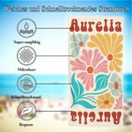 Personalisiertes Mehrfarbiges Blumen Strandtuch mit Namen Schnelltrocknend Übergroß Reisezubehör Geburtstag Sommer Urlaub Party Geschenk für Damen