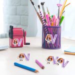 Personalized Cartoon Character Waterproof Labels Stickers with Initial and Name Birthday Back to School Gift for Boys Girls