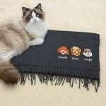 Écharpe Super Douce Personnalisée avec 1-3 Photos et Nom d'Animaux de Compagnie Brodées Accessoire de Mode Cadeau Anniversaire pour Femme Homme