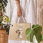 Bolso de yute personalizada grande con nombre y 1 a 3 perros de dibujos animados en 3D regalo de cumpleaños para mujeres y amantes de las mascotas