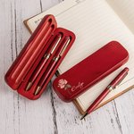 Personalized Birth Flower Wooden Ballpoint Pen and Case Set with Engraved Name Graduation Back to School Birthday Gift for Teachers Students