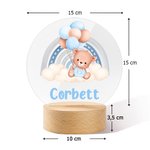 Veilleuse LED Personnalisée avec Nom Style Ourson Tenu les Ballons Décoration de Chambre avec Lumière Douce Cadeau Anniversaire pour Enfant