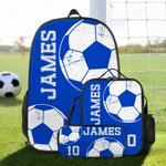 Personalised Multicolour Ball Sports Backpack Lunch Bag Pencil Case Set with Name and Number Team Training Back to School Gift for Kids Students