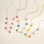 Personalisierte bunte Emaille Blase Brief Armband Halskette mit Namen zierlichen Schmuck Jahrestag Geburtstag Geschenk für Frauen