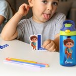 Personalized Cartoon Character Waterproof Labels Stickers with Initial and Name Birthday Back to School Gift for Boys Girls