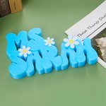 Placa personalizada con nombre para escritorio impresa en 3D multicolor con margarita Decoración de oficina Regalo de agradecimiento de cumpleaños para profesores