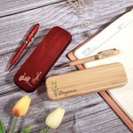 Personalized Birth Flower Wooden Ballpoint Pen and Case Set with Engraved Name Graduation Back to School Birthday Gift for Teachers Students