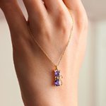 Gepersonaliseerde kat hond boog geboortesteen sterling zilveren ketting sierlijke sieraden verjaardag Moederdag cadeau voor vrouwen Pet Lovers