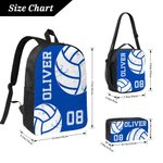 Personalised Multicolour Ball Sports Backpack Lunch Bag Pencil Case Set with Name and Number Team Training Back to School Gift for Kids Students