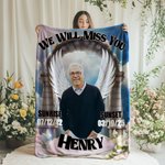 Gepersonaliseerde Hemel Engelen Vleugels Gedenkdeken met Foto en Naam Herinnering In Liefdevolle Herinnering Sympathie Geschenk voor Verlies van Geliefde