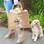 Bolso de yute personalizada grande con nombre y 1 a 3 perros de dibujos animados en 3D regalo de cumpleaños para mujeres y amantes de las mascotas