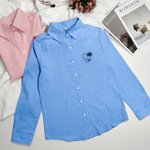 Personligt broderat Födelseblomma 100% bomull Långärmad skjorta med namn Födelsedag Jubileum Present för kvinnor