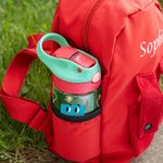 Personalised Cute Cartoon Character Initial 16 oz Kid Water Bottle with Name and Silicone Straw Birthday Back to School Gift for Boys Girls