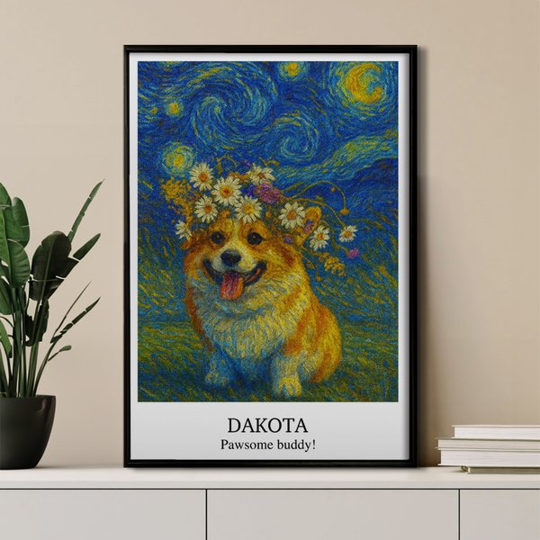 Gepersonaliseerd sterrenhemel olieverfschilderij effect foto canvas schilderij met naam en tekst Home Decor Verjaardagscadeau voor familie vriend huisdier minnaar