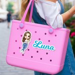Personalised Cartoon Character Name Text Acrylic Bag Charm Accessories for Bogg Beach Party Vacation Birthday Gift for Women