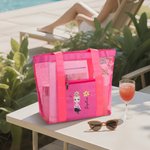 Personalizada Nacimiento Flor Caricatura Personaje Malla Bolsa de playa con nombre Verano Vacaciones Piscina Cumpleaños Regalo para Mujeres Niñas